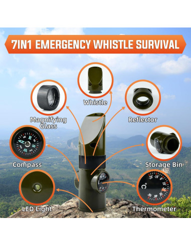 Silbato de Supervivencia 7 en 1 Mehungrered Verde