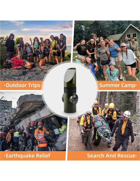 Silbato de Supervivencia 7 en 1 Mehungrered Verde