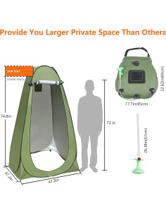 Tienda de Ducha Pop Up BALAVA con Bolsa Solar 18.9L 2