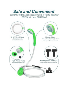 Ducha portátil InnhoM para camping con 2 baterías recargables 2