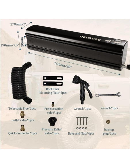 Tanque de Agua Presurizado Necaces 17L Ducha Camping Aluminio Tanque de Agua Presurizado Necaces 17L Ducha Camping Aluminio