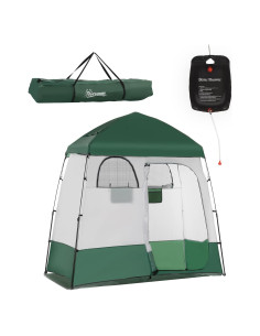 Tienda de Ducha Portátil Outsunny 2 Habitaciones 2.18m x 1.31m