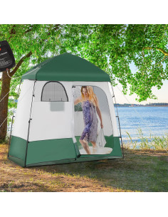 Tienda de Ducha Portátil Outsunny 2 Habitaciones 2.18m x 1.31m 2