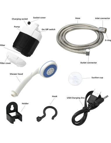 Bomba de Ducha Portátil QCBF - Recargable para Camping 0.71 kg