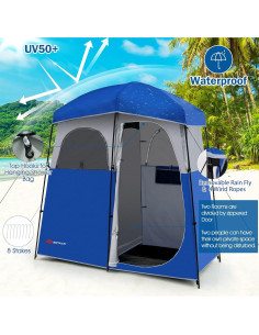 Carpa de Ducha Goplus 2 Habitaciones Impermeable 2.13m x 1.07m 2