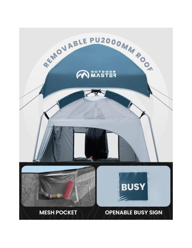Carpa de Ducha Privada OutdoorMaster 140x140x230cm Azul