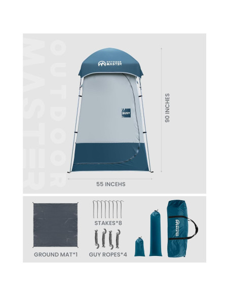 Carpa de Ducha Privada OutdoorMaster 140x140x230cm Azul