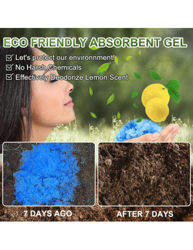 Gel en Polvo Absorbente AOKE para Inodoro Portátil - Limón 25 Piezas