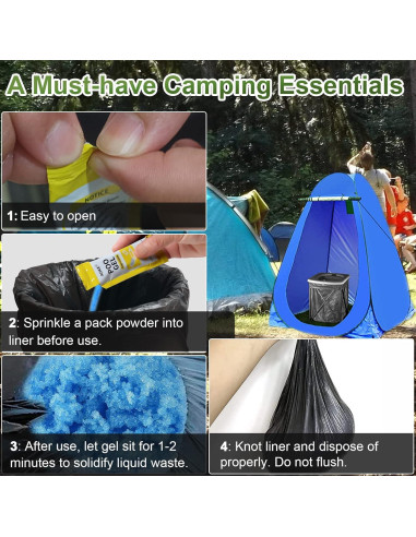 Gel en Polvo Absorbente AOKE para Inodoro Portátil - Limón 25 Piezas