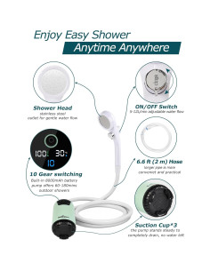 Ducha Portátil innhom A23 Recargable 8000mAh IPX8 para Camping 2
