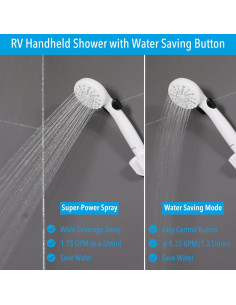 Cabezal de Ducha Awelife RV con Manguera e Interruptor Blanco 2