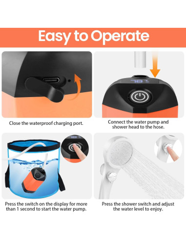 Ducha Portátil Barong Yekhna BYCP 7800mAh 3 Modos IPX7