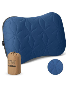 Almohada Inflable de Camping UWILLION Azul Ergonómica 12.7cm