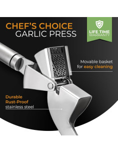 Prensa de Ajo Acero Inoxidable Orblue 19 cm Fácil Limpieza 2