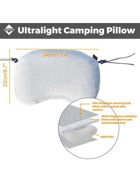 Almohada de Camping Inflable Onewind Pillow01 Ergonomica 34x22cm