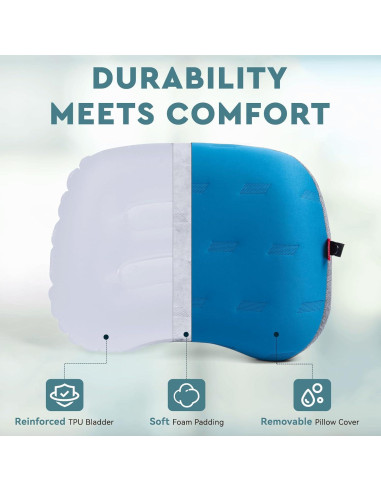 Almohada Inflable de Camping Hikenture 1217 Azul Ergonómica