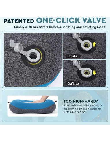 Almohada Inflable de Camping Hikenture 1217 Azul Ergonómica