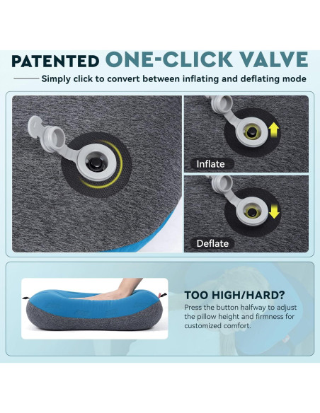 Almohada Inflable de Camping Hikenture 1217 Azul Ergonómica