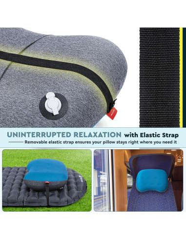 Almohada Inflable de Camping Hikenture 1217 Azul Ergonómica