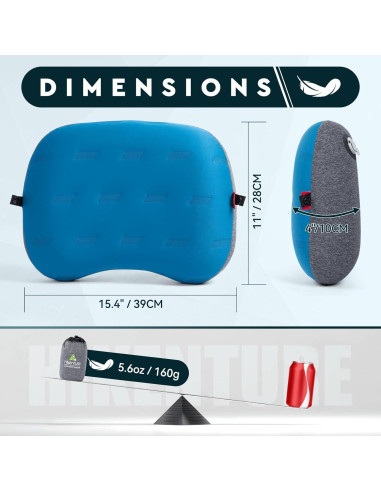 Almohada Inflable de Camping Hikenture 1217 Azul Ergonómica