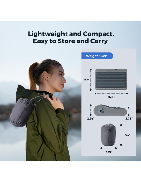 Almohada Inflable Ergonómica FLEXTAILGEAR para Camping 156g