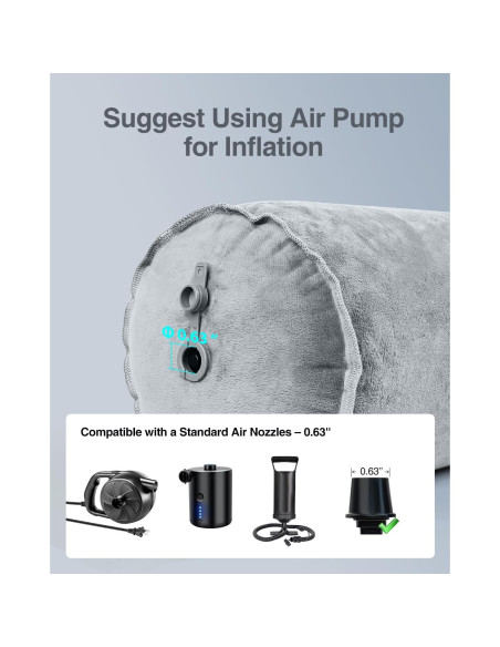 Almohada Corporal Inflable Luxtude 120 cm para Viajar