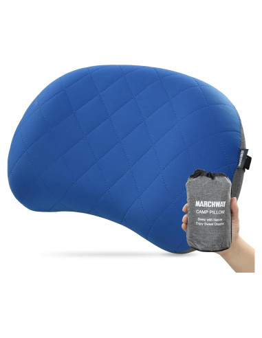 Almohada Inflable Ultraligera MARCHWAY para Camping Azul