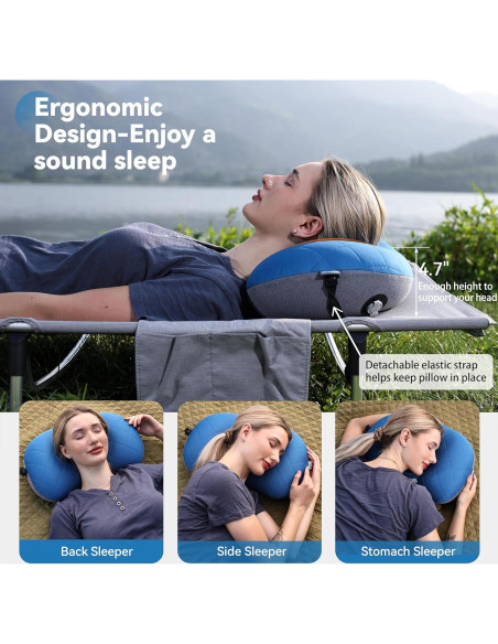 Almohada Inflable Ultraligera MARCHWAY para Camping Azul