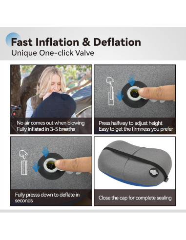 Almohada Inflable Ultraligera MARCHWAY para Camping Azul