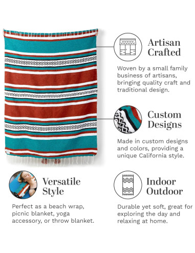 Manta Mexicana Laguna Beach Textile Co Verde Rústico 177.8x121.9cm