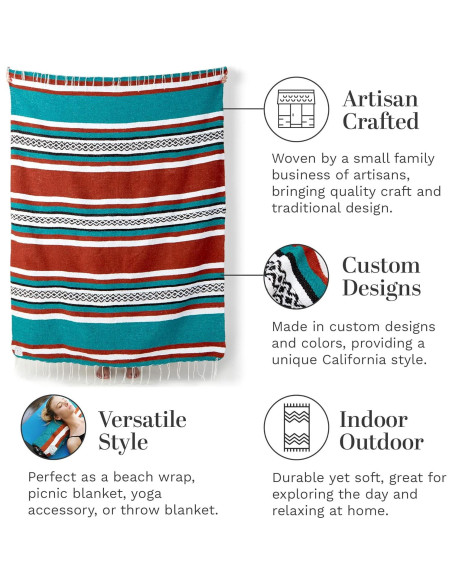 Manta Mexicana Laguna Beach Textile Co Verde Rústico 177.8x121.9cm