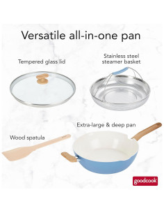 Sartén Saludable GoodCook 3.4L Cerámica Titanio Azul 2