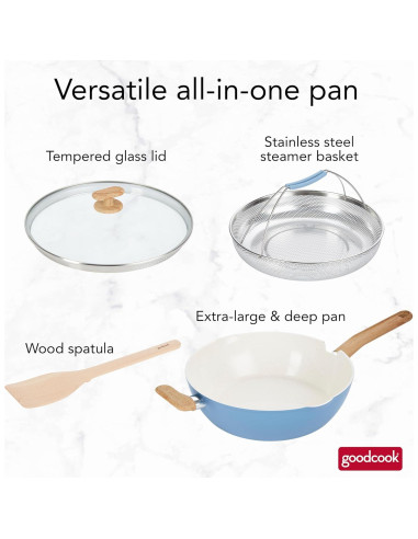 Sartén Saludable GoodCook 3.4L Cerámica Titanio Azul