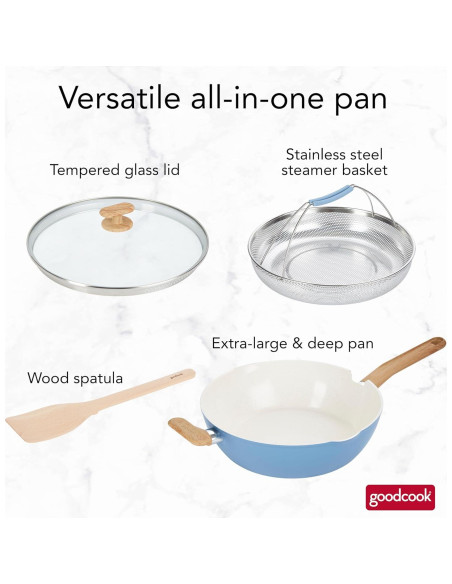 Sartén Saludable GoodCook 3.4L Cerámica Titanio Azul