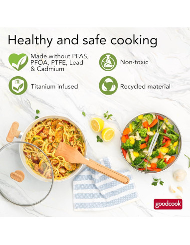 Sartén Saludable GoodCook 3.4L Cerámica Titanio Azul