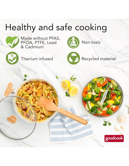 Sartén Saludable GoodCook 3.4L Cerámica Titanio Azul