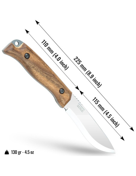 Cuchillo de Caza BPS HK1S de Acero Carbono con Funda de Cuero