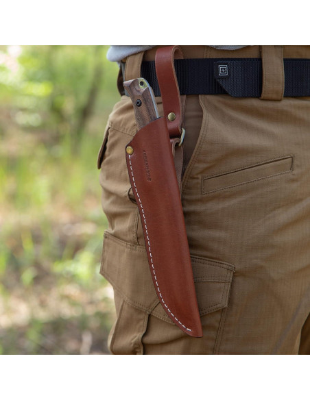 Cuchillo de Caza BPS HK1S de Acero Carbono con Funda de Cuero