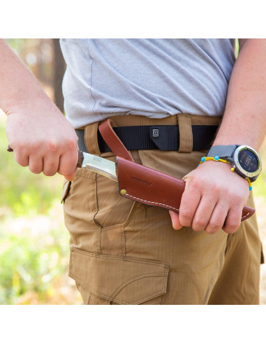 Cuchillo de Caza BPS HK1S de Acero Carbono con Funda de Cuero