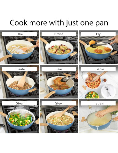 Sartén Saludable GoodCook 3.4L Cerámica Titanio Azul