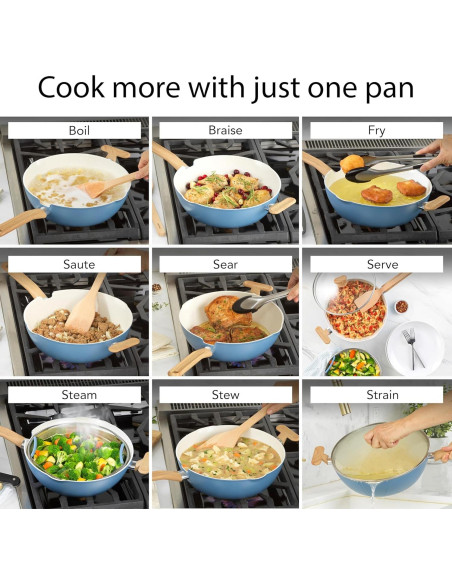 Sartén Saludable GoodCook 3.4L Cerámica Titanio Azul