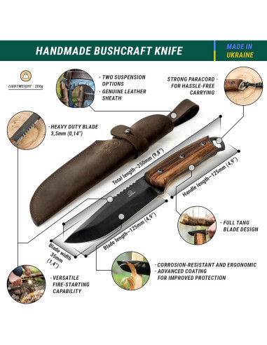 Cuchillo Fijo BeaverCraft BSH4 Full Tang Acero Carbono 12.7cm