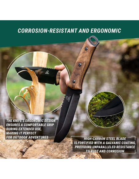 Cuchillo Fijo BeaverCraft BSH4 Full Tang Acero Carbono 12.7cm