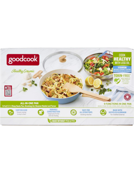 Sartén Saludable GoodCook 3.4L Cerámica Titanio Azul