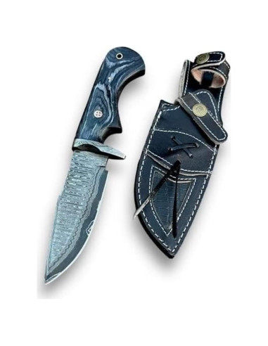 Cuchillo de Caza LYNXXE de Acero Damasco 12.7 cm con Funda