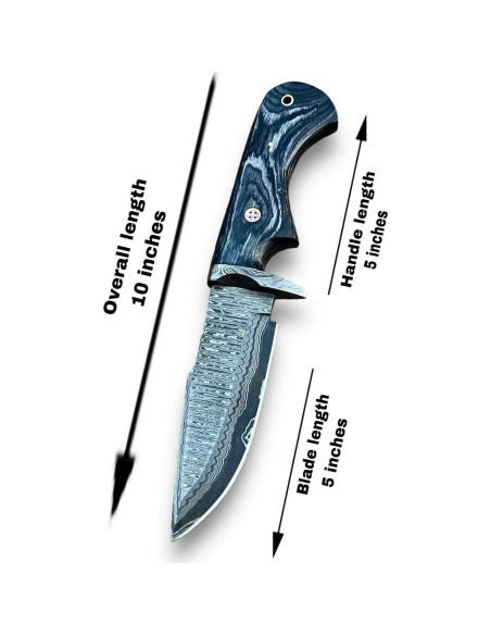 Cuchillo de Caza LYNXXE de Acero Damasco 12.7 cm con Funda