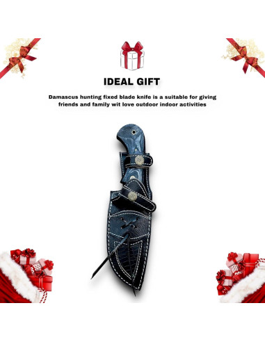 Cuchillo de Caza LYNXXE de Acero Damasco 12.7 cm con Funda