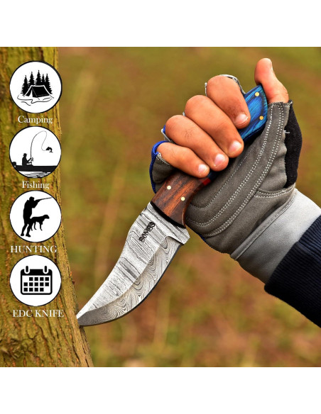 Cuchillo de Caza Damasco Bombs Knives 22.86 cm con Funda