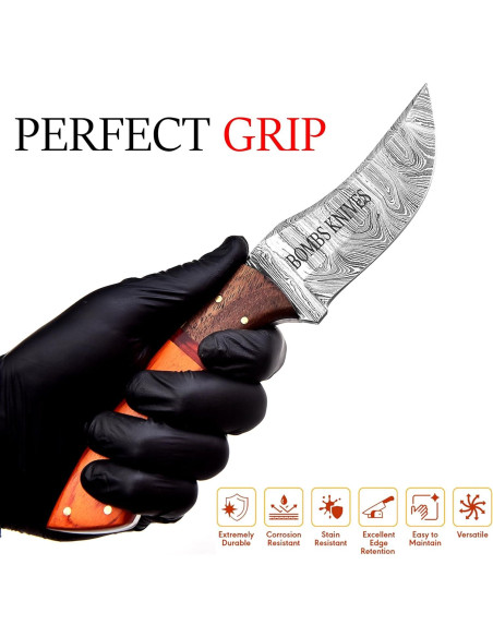 Cuchillo de Caza Damasco Bombs Knives 22.86 cm con Funda