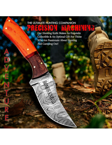 Cuchillo de Caza Damasco Bombs Knives 22.86 cm con Funda